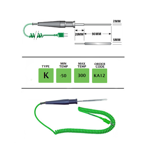 KA12- K Type Fast Response Ribbon Probe 110mm x 10mm | Thermometer Point