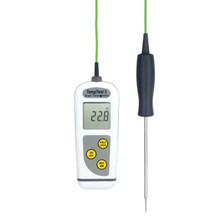 TempTest 2 Smart Thermometer handheld with stainless steel reduced-tip probe front view