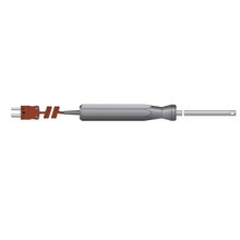 ETI Type T air/gas thermocouple probe with coiled lead in use measuring ambient air