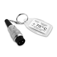 Close-up of ETI UKAS-certified 70 °C test cap