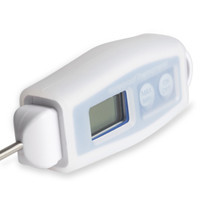 Silicone protective cover on ETI waterproof thermometer showing snug fit