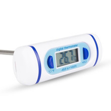 Close-up of ETI T-Shaped Pocket Thermometer digital display showing temperature reading