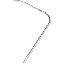 Oven penetration probe with long stainless steel stem and braided lead
