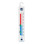 Vertical spirit-filled fridge freezer thermometer with colour-coded zones.