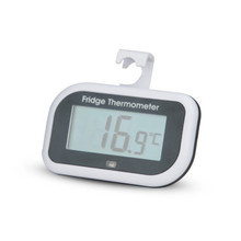 Digital fridge thermometer with safety zone indicator and large clear display.