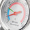 Close-up view of dual-scale temperature dial with color-coded zones.