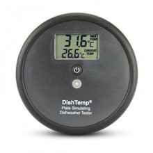 Close-up of DishTemp® timer button and LCD displaying maximum temperature