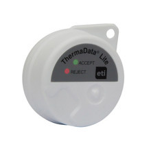 ThermaData Lite temperature logger showing LED status lights