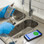 Therma T Blue Bluetooth thermometer under running water