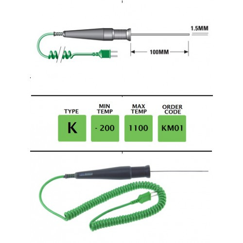 KM01 - K Type General Purpose (MI) Probe 100mm x 1.5mm | Thermometer Point