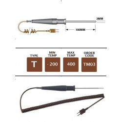 TM03 - T Type General Purpose (MI) Probe 100mm x 3mm | Thermometer Point