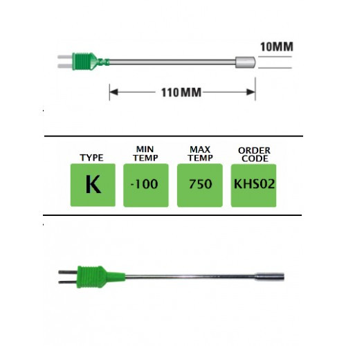 KHS02 - K Type Plug Mounted Surface Probe 110mm x 10mm | Thermometer Point