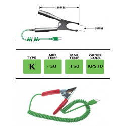 KPS10 - K Type Pipe Clamp Probe 110mm, upto 35mm max opening | Thermometer Point