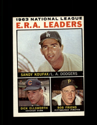 1964 NL ERA LEADERS TOPPS #1 SANDY KOUFAX BOB FRIEND EXMT #5996