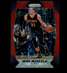 2017 MIKE MUSCALA PANINI PRIZM #104 RED SHIMMER #/8 HAWKS *8804