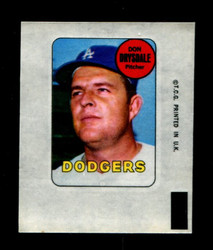 1969 DON DRYSDALE TOPPS DECAL DODGERS EX *2781