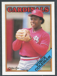 1988 VINCE COLEMAN OPC #260 O PEE CHEE CARDINALS BLACK ONLY BACK #2802