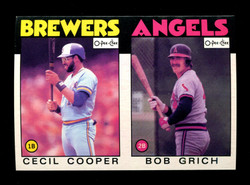 1986 CECIL COOPER BOB GRICH O-PEE-CHEE 2 CARD UNCUT PANEL