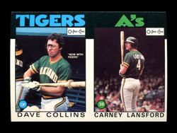 1986 DAVE COLLINS CARNEY LANSFORD O-PEE-CHEE 2 CARD UNCUT PANEL