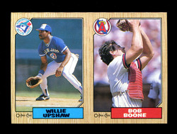 1987 WILLIE UPSHAW BOB BOONE  O-PEE-CHEE 2 CARD UNCUT PANEL