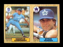 1987 CHARLIE LEIBRANDT STEVE YEAGER O-PEE-CHEE 2 CARD UNCUT PANEL