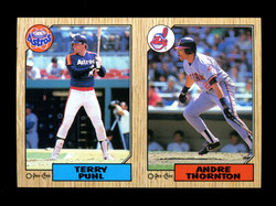 1987 TERRY PUHL ANDRE THORNTON O-PEE-CHEE 2 CARD UNCUT PANEL