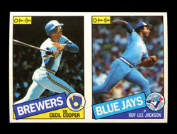 1985 CECIL COOPER ROY LEE JACKSON O-PEE-CHEE 2 CARD UNCUT PANEL