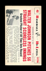 1960 NU BASEBALL HI-LITES #40 JOHNSON PITCHES 56 SCORELESS INNINGS *162