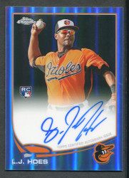 2013 L.J. HOES TOPPS CHROME ROOKIE BLUE REFRACTOR AUTO 190/199 #2613
