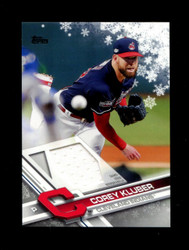 2017 COREY KLUBER TOPPS HOLIDAY GU RELIC INDIANS *6497