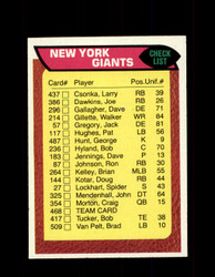 1976 NEW YORK GIANTS TOPPS #468 TEAM CHECKLIST *9388