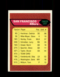 1976 SAN FRANCISCO 49ERS TOPPS #475 TEAM CHECKLIST *9392