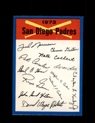 1973 SAN DIEGO PADRES OPC TEAM CHECKLIST O-PEE-CHEE *G6022