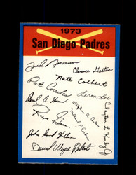 1973 SAN DIEGO PADRES OPC TEAM CHECKLIST O-PEE-CHEE *G3007