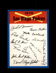 1973 SAN DIEGO PADRES OPC TEAM CHECKLIST O-PEE-CHEE *G3021