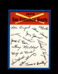 1973 SAN FRANCISCO GIANTS  OPC TEAM CHECKLIST O-PEE-CHEE *G3022