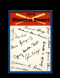1973 MILWAUKEE BREWERS OPC TEAM CHECKLIST O-PEE-CHEE *G3043