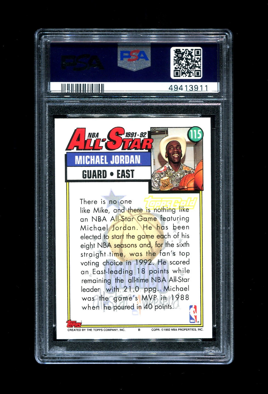 1992 Topps GOLD ALL STAR PSA 9 マイケルジョーダン Michael Jordan Card 1992-93 Topps Gold #115 PSA 9 - Walmart.com