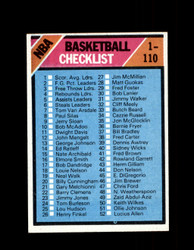 1975 CHECKLIST 1-110 TOPPS #61 BASKETBALL *6035