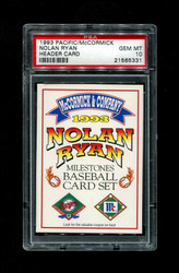 1993 NOLAN RYAN PACIFIC/MCCORMICK HEADER CARD PSA 10
