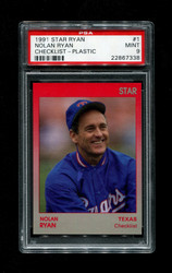 1991 NOLAN RYAN STAR #1 CHECKLIST PLASTIC PSA 9