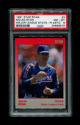 1991 NOLAN RYAN STAR #3 MAJOR LEAGUE STATS PLASTIC PSA 8