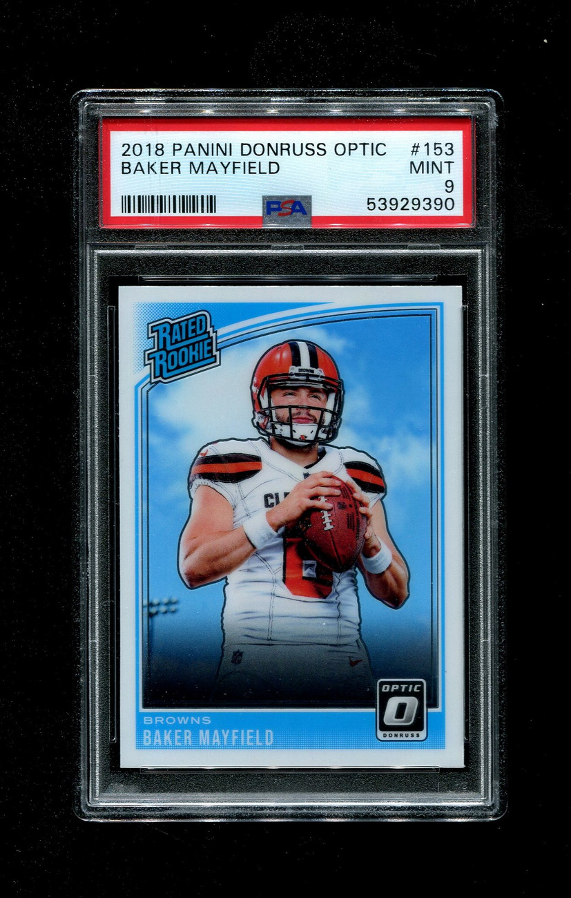 Baker Mayfield shops Rookie Donruss PSA 9