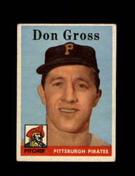 1958 DON GROSS TOPPS #172 PIRATES *8840