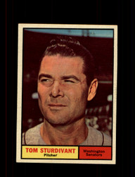 1961 TOM STURDIVANT TOPPS SENATORS *0854