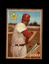 1962 TED SAVAGE TOPPS #104 PHILLIES *G1044