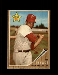1962 TED SAVAGE TOPPS #104 PHILLIES *G1270