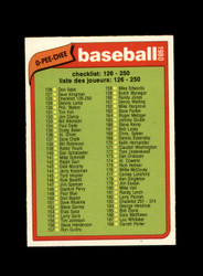 1980 CHECK LIST 126-250 O-PEE-CHEE #128 BASEBALL *G9356