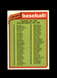 1980 CHECK LIST 126-250 O-PEE-CHEE #128 BASEBALL *G9357