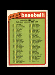 1980 CHECK LIST 126-250 O-PEE-CHEE #128 BASEBALL *G9358